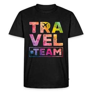 Voyage coeur de l'équipe de voyage - T-shirt Premium bio Homme - noir - Devant - Nico (187cm)