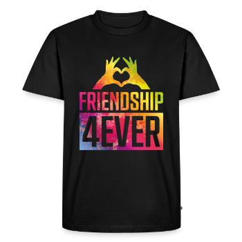 Amitié pour toujours coeur main - T-shirt Premium bio Homme - noir - Devant - Nico (187cm)