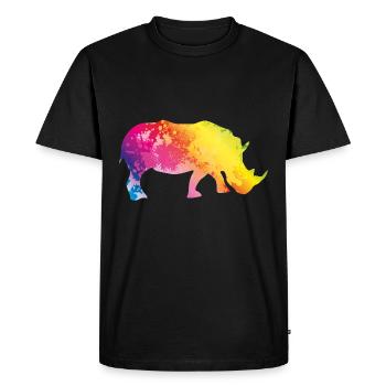 Rhinocéros silhouette coloré - T-shirt Premium bio Homme - noir - Devant - Nico (187cm)