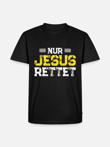 Nur Jesus Rettet Glaube - Männer Premium Bio T-Shirt - Schwarz