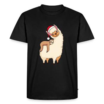 lama dormir alpaga paresseux noël - T-shirt Premium bio Homme - noir - Devant - Nico (187cm)