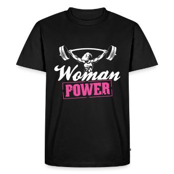 Musculation femme puissance d'entraînement gym - T-shirt Premium bio Homme - noir - Devant - Nico (187cm)