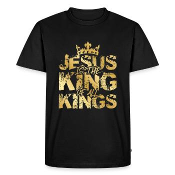 Jésus Roi Christ Roi - T-shirt Premium bio Homme - noir - Devant - Nico (187cm)