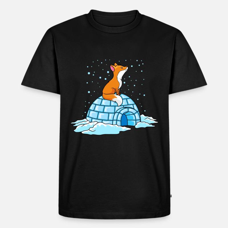 fuchs iglu winter ploar comic - Männer Premium Bio T-Shirt - Schwarz