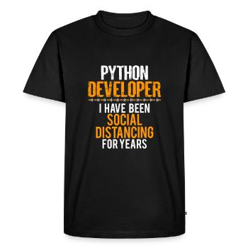 Python Developer Funny Shirt, Nice Sarcastic Tee - Men's Premium Organic T-Shirt - black - Front - Nico (187cm)