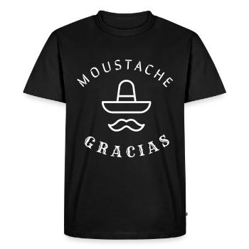 Moustache gracias humour jeu de mot muchas gracias - T-shirt Premium bio Homme - noir - Devant - Nico (187cm)