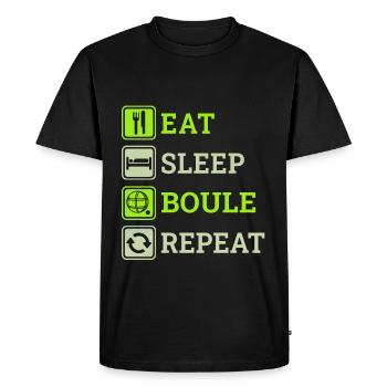 Eat Sleep Boule Répéter Drôles de Dictons de Boccia - T-shirt Premium bio Homme - noir - Devant - Nico (187cm)
