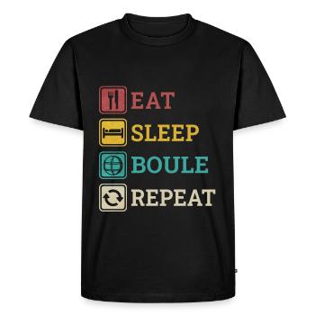 Manger Sleep Boule Répéter Boccia Dictons Blagues - T-shirt Premium bio Homme - noir - Devant - Nico (187cm)