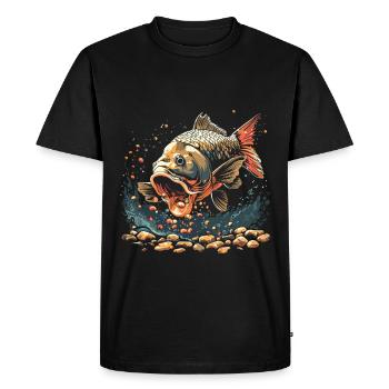 Pêche à la ligne Pêche Poisson carpe Poisson Karpfen - T-shirt Premium bio Homme - noir - Devant - Nico (187cm)