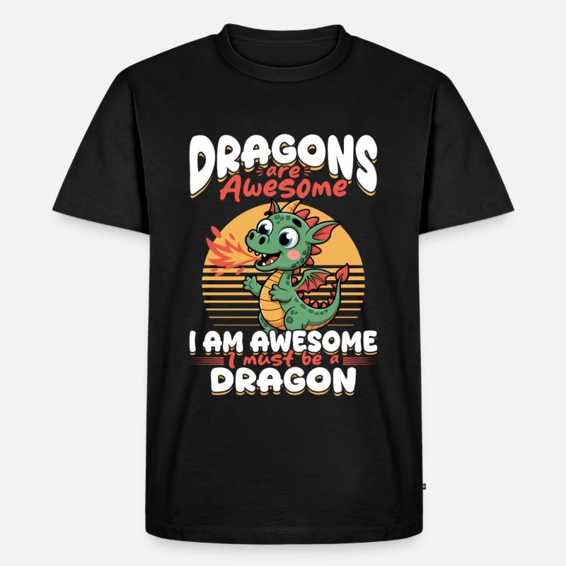 Fantasy Dragons Mythical Creatures - Männer Premium Bio T-Shirt - Schwarz