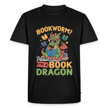 Livre fantastique lisant des créatures mythiques - T-shirt Premium bio Homme - noir - Devant - Nico (187cm)