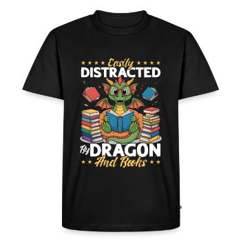 Livre fantastique lisant des créatures mythiques - T-shirt Premium bio Homme - noir - Devant - Nico (187cm)