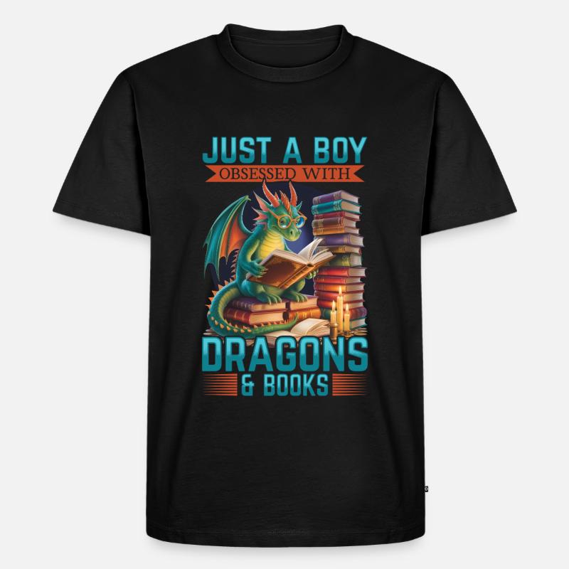 Fantasy Book reading Mythical Creatures - Männer Premium Bio T-Shirt - Schwarz