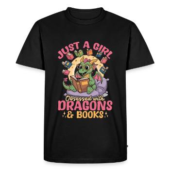 Livre fantastique lisant des créatures mythiques - T-shirt Premium bio Homme - noir - Devant - Nico (187cm)