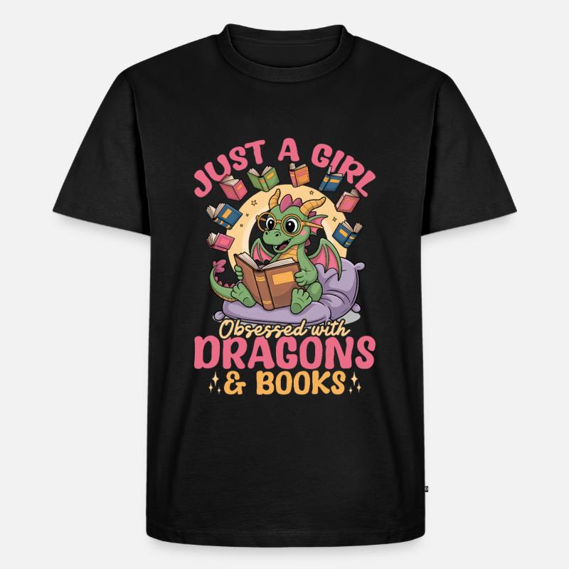 Fantasy Book reading Mythical Creatures - Männer Premium Bio T-Shirt - Schwarz