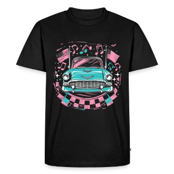 Musique de voiture des années 50 des années 1950 - T-shirt Premium bio Homme - noir - Devant - Nico (187cm)