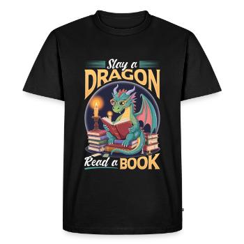 Livre fantastique lisant des créatures mythiques - T-shirt Premium bio Homme - noir - Devant - Nico (187cm)