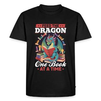 Livre fantastique lisant des créatures mythiques - T-shirt Premium bio Homme - noir - Devant - Nico (187cm)