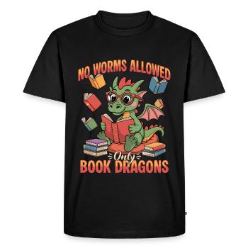 Livre fantastique lisant des créatures mythiques - T-shirt Premium bio Homme - noir - Devant - Nico (187cm)