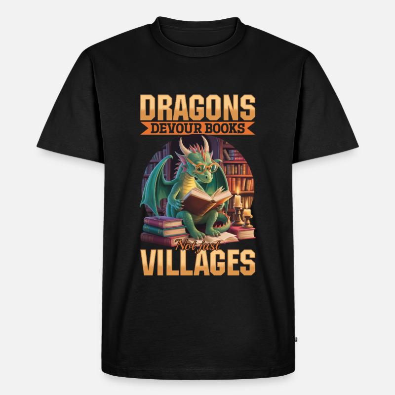 Fantasy Book reading Mythical Creatures - Männer Premium Bio T-Shirt - Schwarz