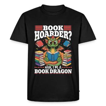 Livre fantastique lisant des créatures mythiques - T-shirt Premium bio Homme - noir - Devant - Nico (187cm)