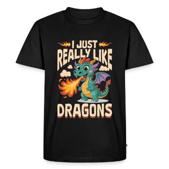 Fantasy Dragon Mythical Creatures - Men's Premium Organic T-Shirt - black - Front - Nico (187cm)