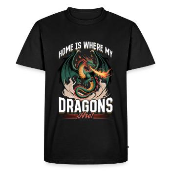 Fantasy Dragon Mythical Creatures - Men's Premium Organic T-Shirt - black - Front - Nico (187cm)