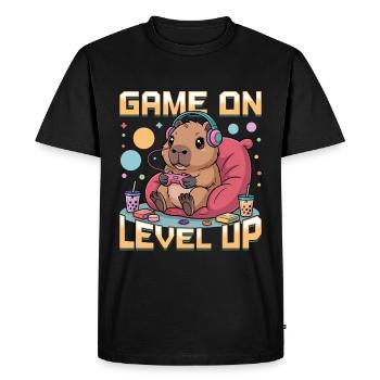 Gamer Gaming Capybara Video Game - Men's Premium Organic T-Shirt - black - Front - Nico (187cm)