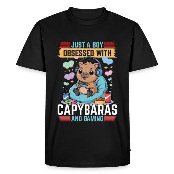 Gamer Gaming Capybara Video Game - Men's Premium Organic T-Shirt - black - Front - Nico (187cm)