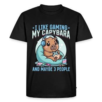 Gamer Gaming Capybara Video Game - Men's Premium Organic T-Shirt - black - Front - Nico (187cm)