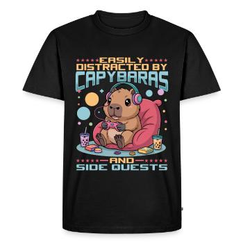 Gamer Gaming Capybara Video Game - Men's Premium Organic T-Shirt - black - Front - Nico (187cm)