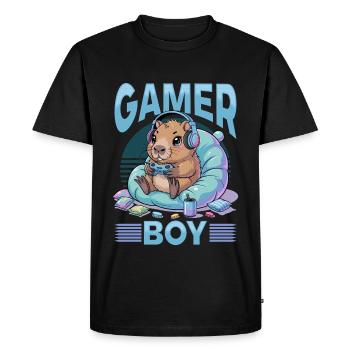 Gamer Gaming Capybara Video Game - Men's Premium Organic T-Shirt - black - Front - Nico (187cm)