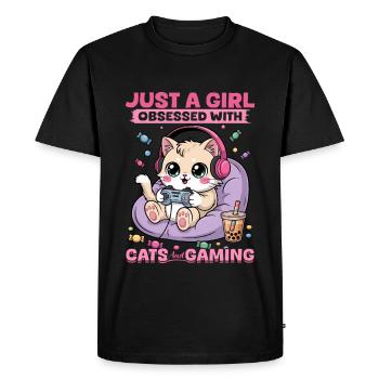 Gamer Gaming Cat Video Game - Men's Premium Organic T-Shirt - black - Front - Nico (187cm)