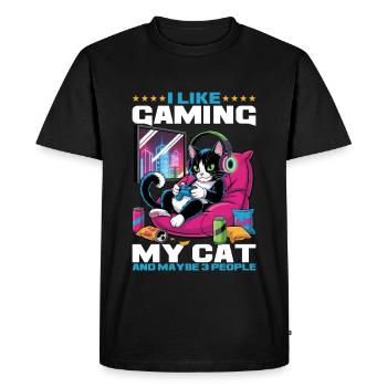 Gamer Gaming Cat Video Game - Men's Premium Organic T-Shirt - black - Front - Nico (187cm)