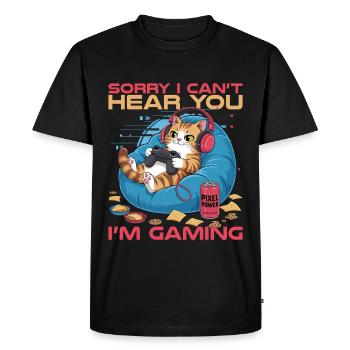 Gamer Gaming Cat Video Game - Men's Premium Organic T-Shirt - black - Front - Nico (187cm)