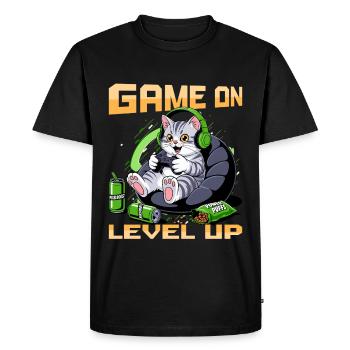 Gamer Gaming Cat Video Game - Men's Premium Organic T-Shirt - black - Front - Nico (187cm)