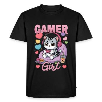 Gamer Gaming Cat Video Game - Men's Premium Organic T-Shirt - black - Front - Nico (187cm)