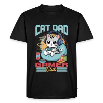 Gamer Gaming Cat Video Game - Men's Premium Organic T-Shirt - black - Front - Nico (187cm)