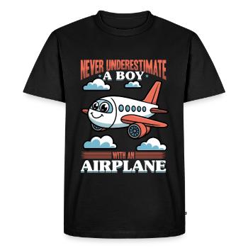 Airplane Kids Travel Pilot Toddler - Men's Premium Organic T-Shirt - black - Front - Nico (187cm)