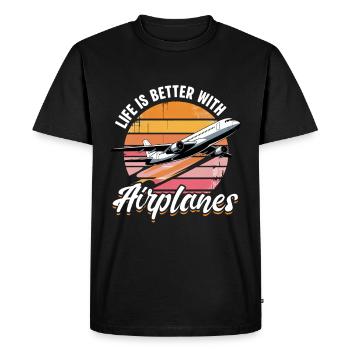 Airplane Kids Travel Pilot Toddler - Men's Premium Organic T-Shirt - black - Front - Nico (187cm)
