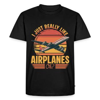 Airplane Kids Travel Pilot Toddler - Men's Premium Organic T-Shirt - black - Front - Nico (187cm)
