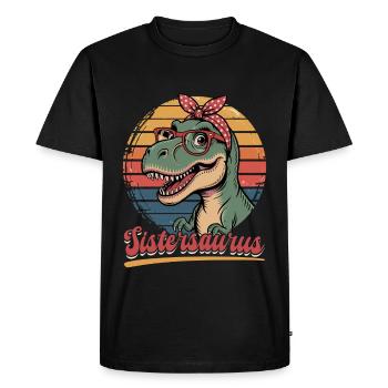 Dinosaure T-Rex Sistersaurus - T-shirt Premium bio Homme - noir - Devant - Nico (187cm)