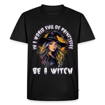 Spooky Pin-up Witch Halloween - Men's Premium Organic T-Shirt - black - Front - Nico (187cm)