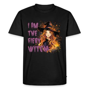 Spooky Pin-up Witch Halloween - Men's Premium Organic T-Shirt - black - Front - Nico (187cm)