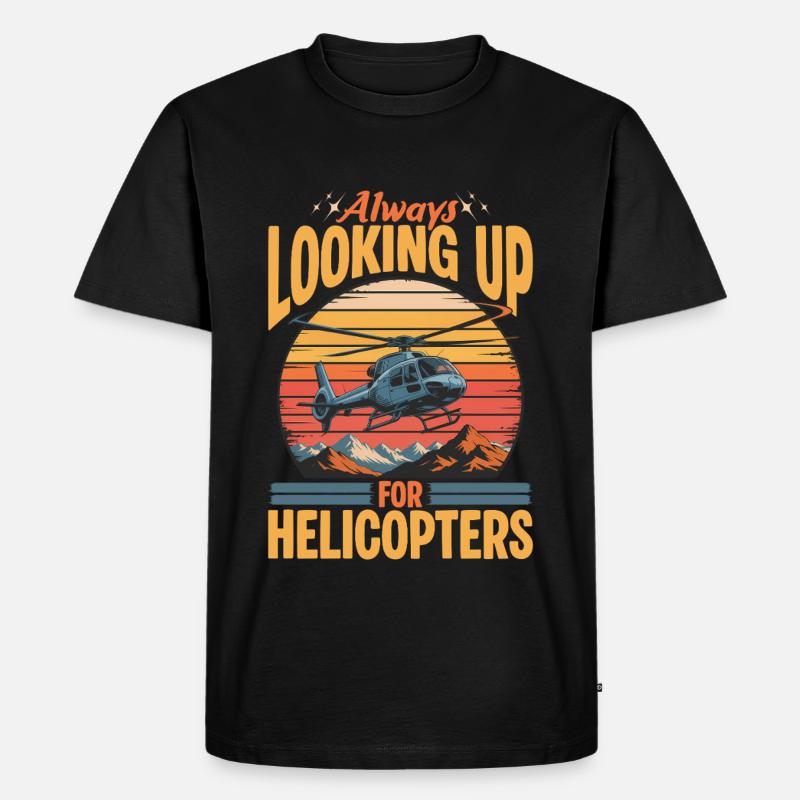 Helicopter funny Pilot - Männer Premium Bio T-Shirt - Schwarz
