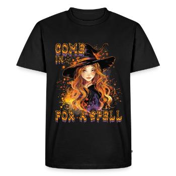 Spooky Pin-up Witch Halloween - Men's Premium Organic T-Shirt - black - Front - Nico (187cm)
