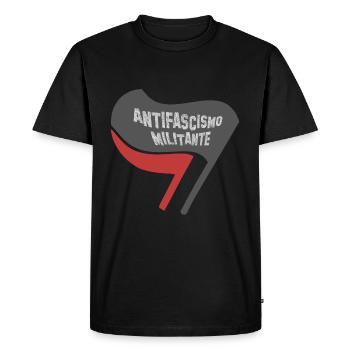 FLAG ANTIFA FLAG ITALIAN ANTIFASCISMO - Men's Premium Organic T-Shirt - black - Front - Nico (187cm)