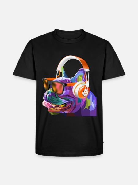 Mops Mops Hundemusik - Männer Premium Bio T-Shirt - Schwarz