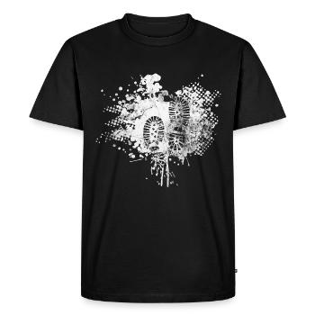 Splash - Wanderer Footprint - (3) - Men's Premium Organic T-Shirt - black - Front - Nico (187cm)