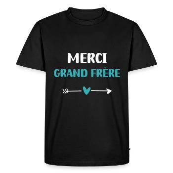 merci grand frère coeur - T-shirt Premium bio Homme - noir - Devant - Nico (187cm)